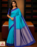 Blue with Purple Color Pure Silk Saree