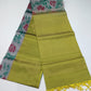 Pure Silk Handloom Pochampally Ikkat Border Saree – Lime Green & Grey Floral Elegance