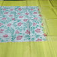 Pure Silk Handloom Pochampally Ikkat Border Saree – Lime Green & Grey Floral Elegance