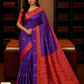 Pure Silk Handloom Pochampally Ikkat Border Saree – Purple & Orange Floral