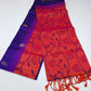 Pure Silk Handloom Pochampally Ikkat Border Saree – Purple & Orange Floral