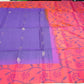 Pure Silk Handloom Pochampally Ikkat Border Saree – Purple & Orange Floral