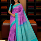 Pure Silk Handloom Pochampalli Ikkat Border Saree – Turquoise Blue & Pink