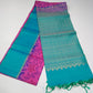Pure Silk Handloom Pochampalli Ikkat Border Saree – Turquoise Blue & Pink