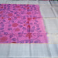 Pure Silk Handloom Pochampalli Ikkat Border Saree – Pink & Silver Grey Floral Elegance