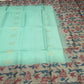 Pure Handloom Silk Pochampally Saree – Aqua Mint Green with Floral Ikat Grey Pallu