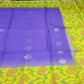 Pure Handloom Silk Pochampally Saree – Royal Purple with Lime Yellow Floral Ikat Pallu