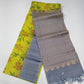 Pure Handloom Silk Pochampally Saree – Sunshine Yellow Floral Ikat with Silver Grey Pallu