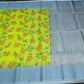 Pure Handloom Silk Pochampally Saree – Sunshine Yellow Floral Ikat with Silver Grey Pallu