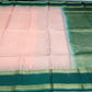 Pure Silk Handloom Soft Silk Saree – Blush Pink with Emerald Green Zari Border