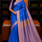 Pure Silk Handloom Soft Silk Saree – Sky Blue with Lavender Silver Zari Pallu