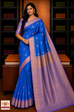 Pure Silk Handloom Soft Silk Saree – Sky Blue with Lavender Silver Zari Pallu
