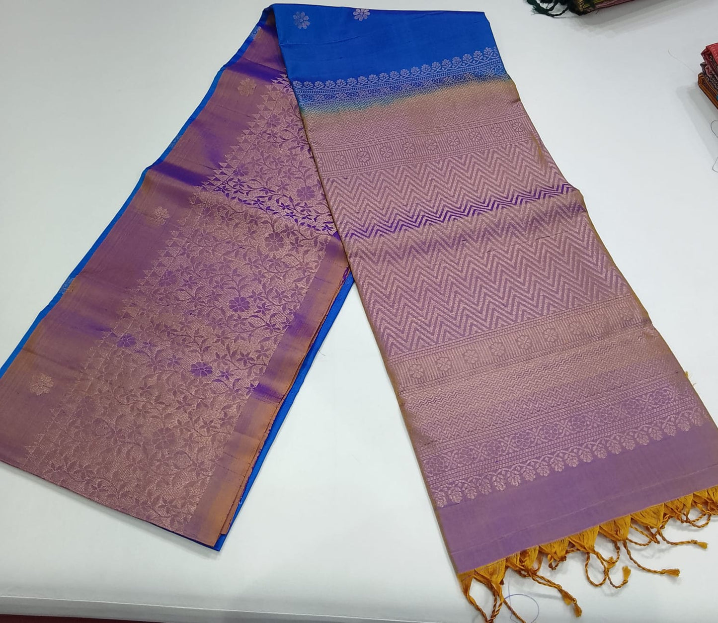 Pure Silk Handloom Soft Silk Saree – Sky Blue with Lavender Silver Zari Pallu