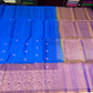 Pure Silk Handloom Soft Silk Saree – Sky Blue with Lavender Silver Zari Pallu