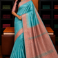 Pure Silk Handloom Soft Silk Big Border Saree – Turquoise Blue & Dusty Rose