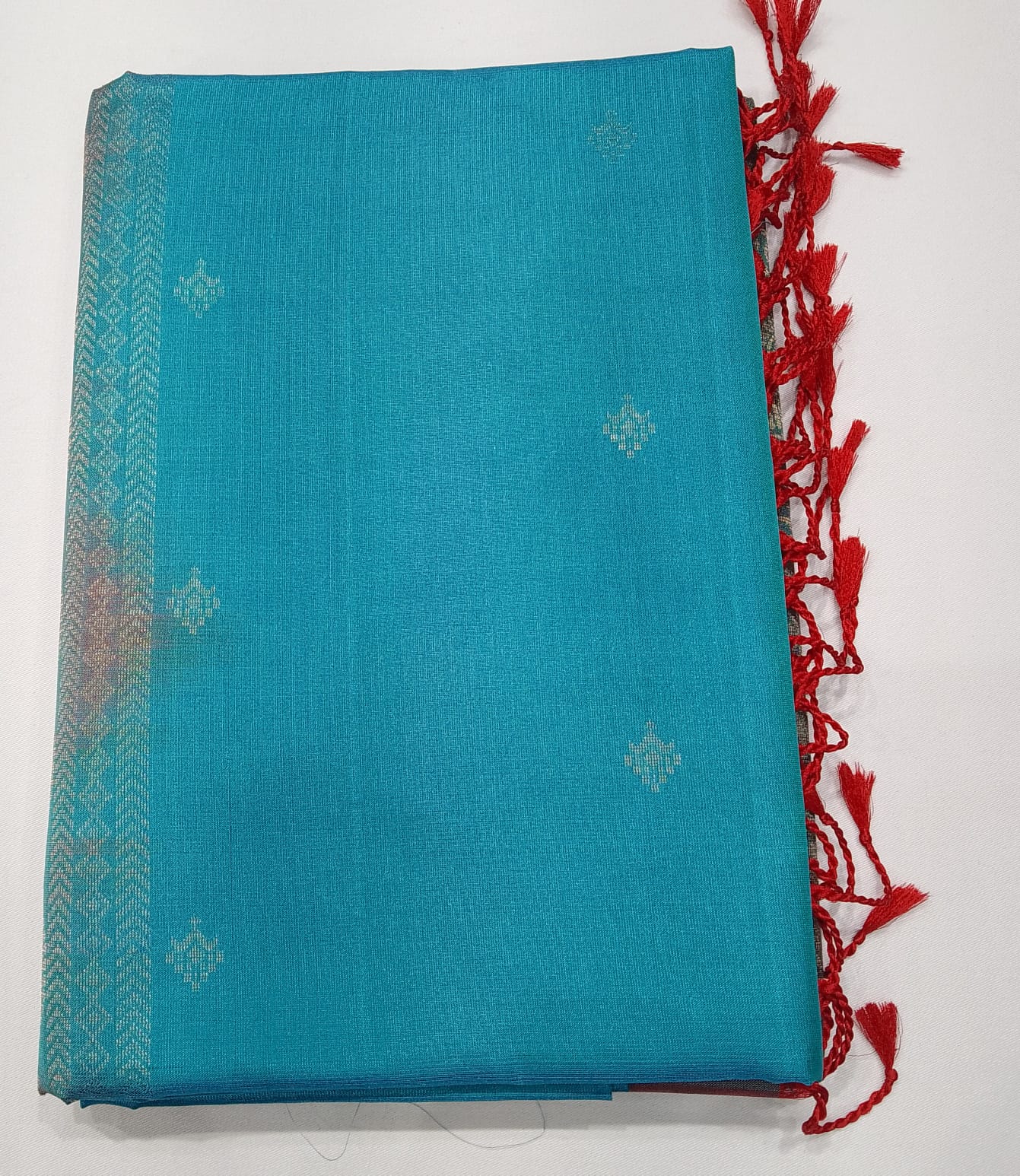 Pure Silk Handloom Soft Silk Big Border Saree – Turquoise Blue & Dusty Rose