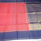 Pure Silk Handloom Soft Silk Saree – Coral Pink with Royal Blue Zari Border