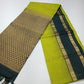 Pure Silk Handloom Softsilk Lime Green & Teal Zari Border Saree