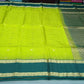 Pure Silk Handloom Softsilk Lime Green & Teal Zari Border Saree