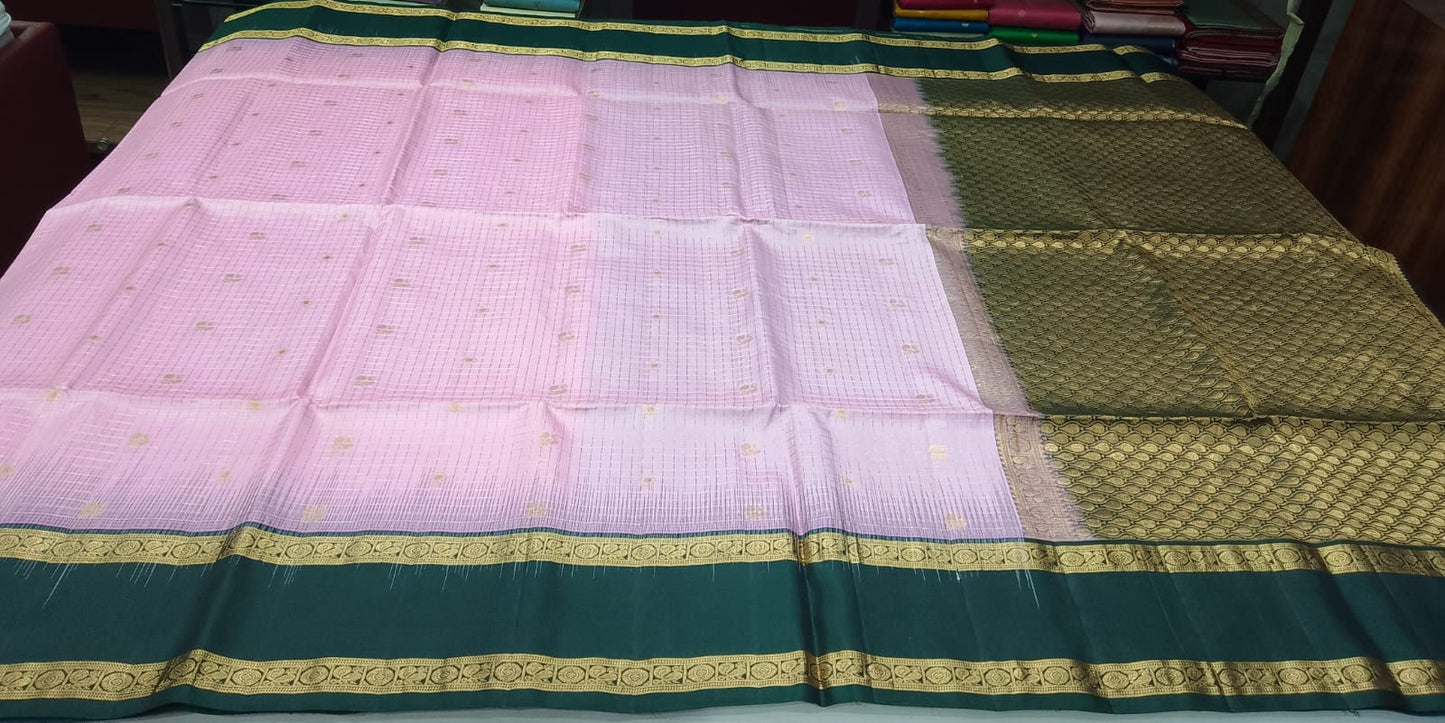 Pure Silk Handloom Softsilk Lavender & Deep Teal Zari Saree