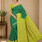 Pure Silk Handloom Soft Silk Bottle Green & Parrot Green Saree with Zari Checks