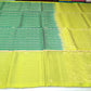 Pure Silk Handloom Soft Silk Bottle Green & Parrot Green Saree with Zari Checks