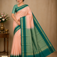 Pure Silk Handloom Soft Silk Saree – Blush Pink with Emerald Green Zari Border