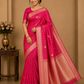 Semi Soft Silk Saree – Rani Pink with Antique Gold Zari Border