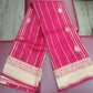 Semi Soft Silk Saree – Rani Pink with Antique Gold Zari Border