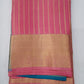 Pure Silk Handloom Kanjivaram Rose Pink & Turquoise Blue Saree with Rich Zari Border