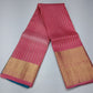 Pure Silk Handloom Kanjivaram Rose Pink & Turquoise Blue Saree with Rich Zari Border