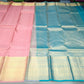 Pure Silk Handloom Kanjivaram Rose Pink & Turquoise Blue Saree with Rich Zari Border