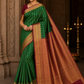 Pure Silk Handloom Kanjivaram Green & Maroon Saree with Rich Zari Border