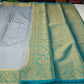 Semi Silk Butta - Light Powder Blue & Turquoise Blue Saree with Rich Gold Zari