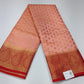 Semi Silk Butta - Dusty Peach Rose Pink Saree with Rich Maroon Zari Border