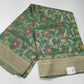 Elegant Teal Green Floral Cotton Silk Saree with Antique Gold Zari Pallu