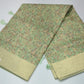 Pista Green Floral Paisley Cotton Silk Saree with Antique Gold Zari