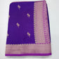 Rich Purple Semi Silk Saree with Zari Checks & Traditional Border