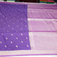 Rich Purple Semi Silk Saree with Zari Checks & Traditional Border