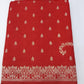 Semi Silk Viscose-Vibrant Red  with Gold Zari Buttas & Traditional Border