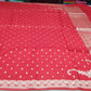 Semi Silk Viscose-Vibrant Red  with Gold Zari Buttas & Traditional Border