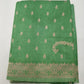 Semi Silk Viscose- Pista Green Semi Silk Saree with Zari Buttas & Floral Zari Border