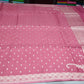Semi Silk Viscose- Rosewood Pink Saree with Antique Gold Floral Zari Border