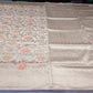 Champagne Beige Cotton Silk Saree with Multicolour Floral Weave & Zari Pallu