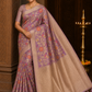 Mauve Purple Cotton Silk Saree with Floral Zari Weave & Rich Golden Pallu