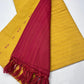 Mustard Yellow & Maroon Cotton Silk Unstitched Salwar Suit Set