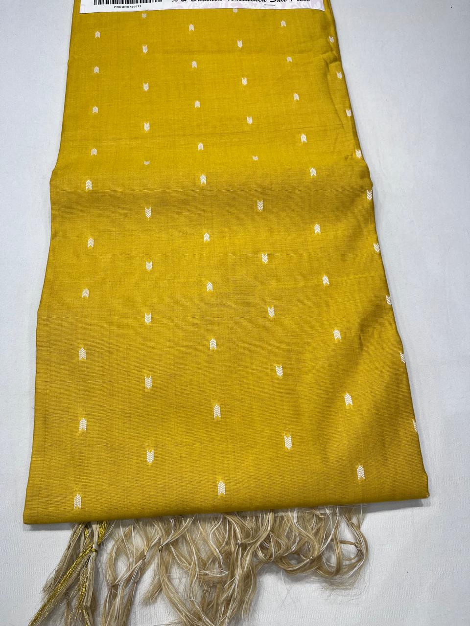 Mustard Yellow Cotton Silk Salwar Suit with Ivory Border Dupatta