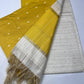 Mustard Yellow Cotton Silk Salwar Suit with Ivory Border Dupatta