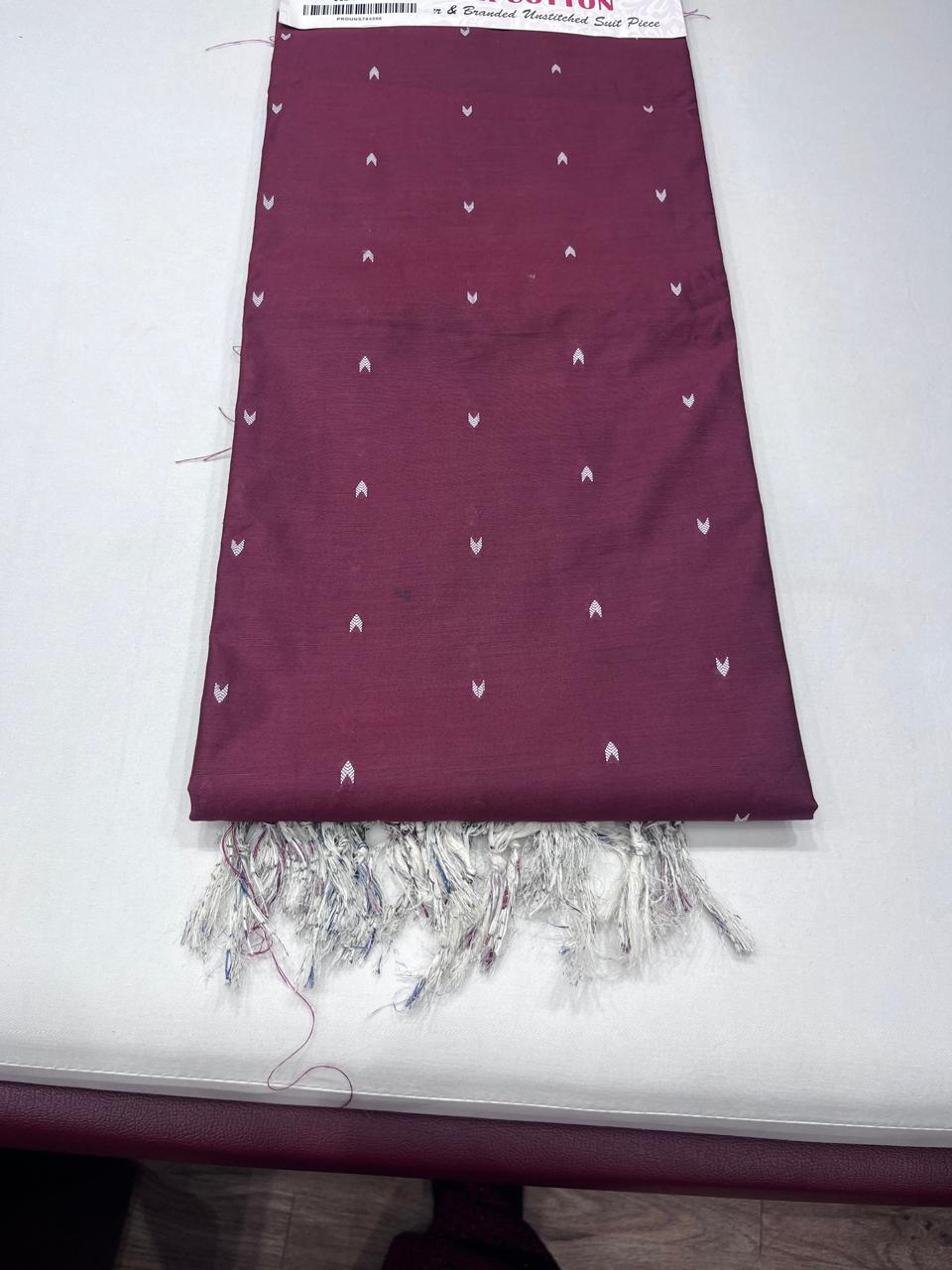 Wine Maroon Cotton Silk Suit Set with Ivory Kalamkari Dupatta