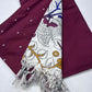 Wine Maroon Cotton Silk Suit Set with Ivory Kalamkari Dupatta